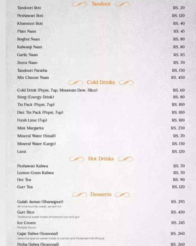 Pind restaurant menu