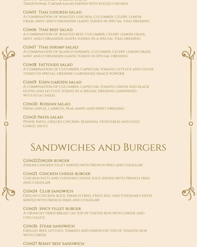 Sandwiches and Burgers menu Chahaar Baagh