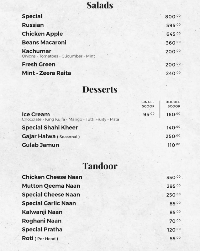 Dessert Menu