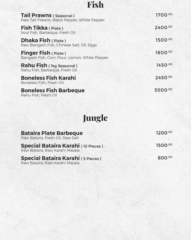 Shahbaz Tikka Fish menu